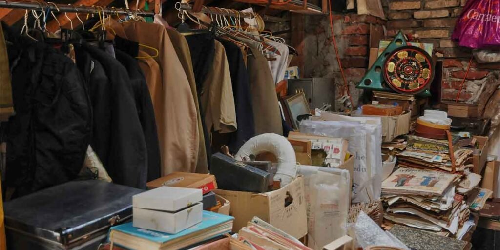 junk piled up in attic
